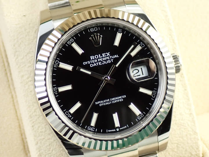 ロレックス デイトジャスト41 Ref.126334 ステンレススチール/ホワイトゴールド ブラック文字盤 オイスターブレスレット