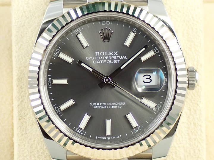 ロレックス デイトジャスト41 Ref.126334 ステンレススチール/ホワイトゴールド スレート文字盤 ジュビリーブレスレット 美品 95094Z1T