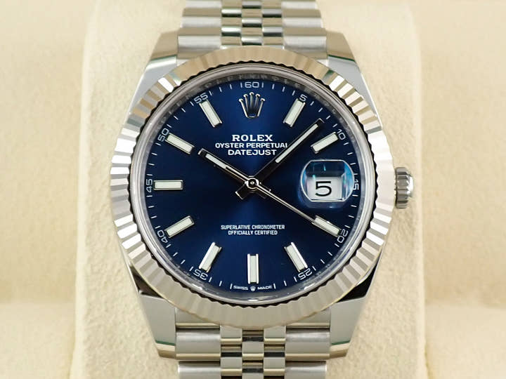 ロレックス デイトジャスト41 Ref.126334 ステンレススチール/ホワイトゴールド ブライトブルー文字盤 ジュビリーブレスレット