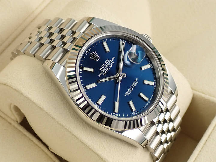 ロレックス デイトジャスト41 Ref.126334 ステンレススチール/ホワイトゴールド ブライトブルー文字盤 ジュビリーブレスレット