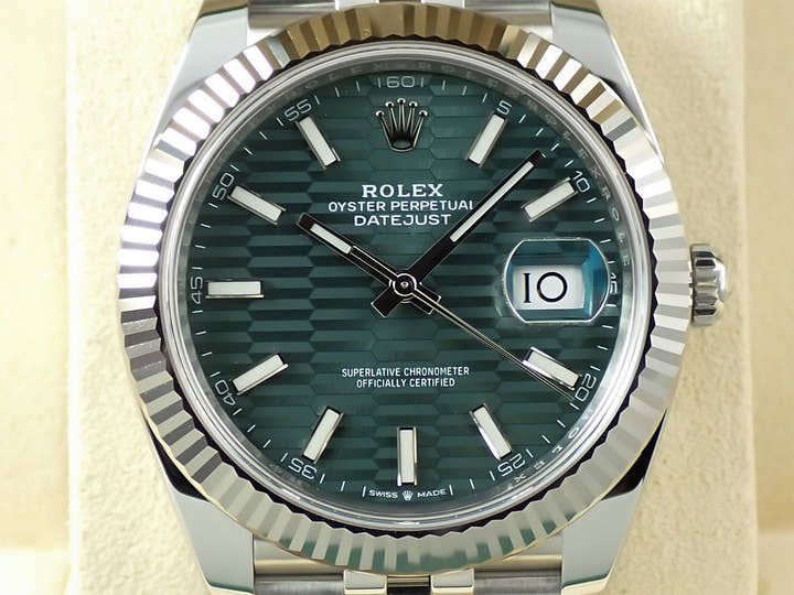 ロレックス デイトジャスト41 Ref.126334 ステンレススチール/ホワイトゴールド ミントグリーン文字盤 ジュビリーブレスレット