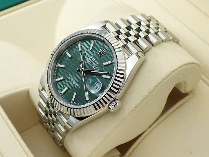 ロレックス デイトジャスト41 Ref.126334 ステンレススチール/ホワイトゴールド ミントグリーン文字盤 ジュビリーブレスレット