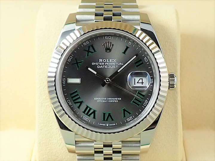 ロレックス デイトジャスト41 Ref.126334 ステンレススチール/ホワイトゴールド スレートローマン文字盤 ジュビリーブレスレット 中古 1H1S1U24