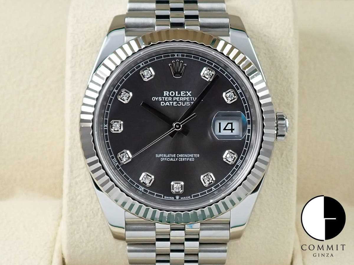 ロレックス デイトジャスト41 Ref.126334G スレート10Pダイヤ文字盤 美中古 26KS8328