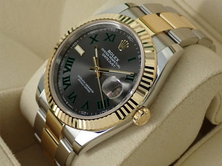 ロレックス デイトジャスト41 Ref.126333 ステンレススチール/イエローゴールド スレートローマン文字盤 オイスターブレスレット
