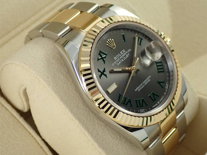 ロレックス デイトジャスト41 Ref.126333 ステンレススチール/イエローゴールド スレートローマン文字盤 オイスターブレスレット