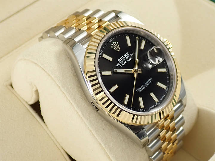 ロレックス デイトジャスト41 Ref.126333 ステンレススチール/イエローゴールド ブラック文字盤 ジュビリーブレスレット 美品 30W5U2LH