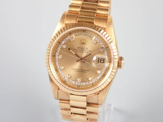 ロレックス デイデイト Ref.18238 シャンパン ミリヤード ダイヤ文字盤 中古 day-date-13