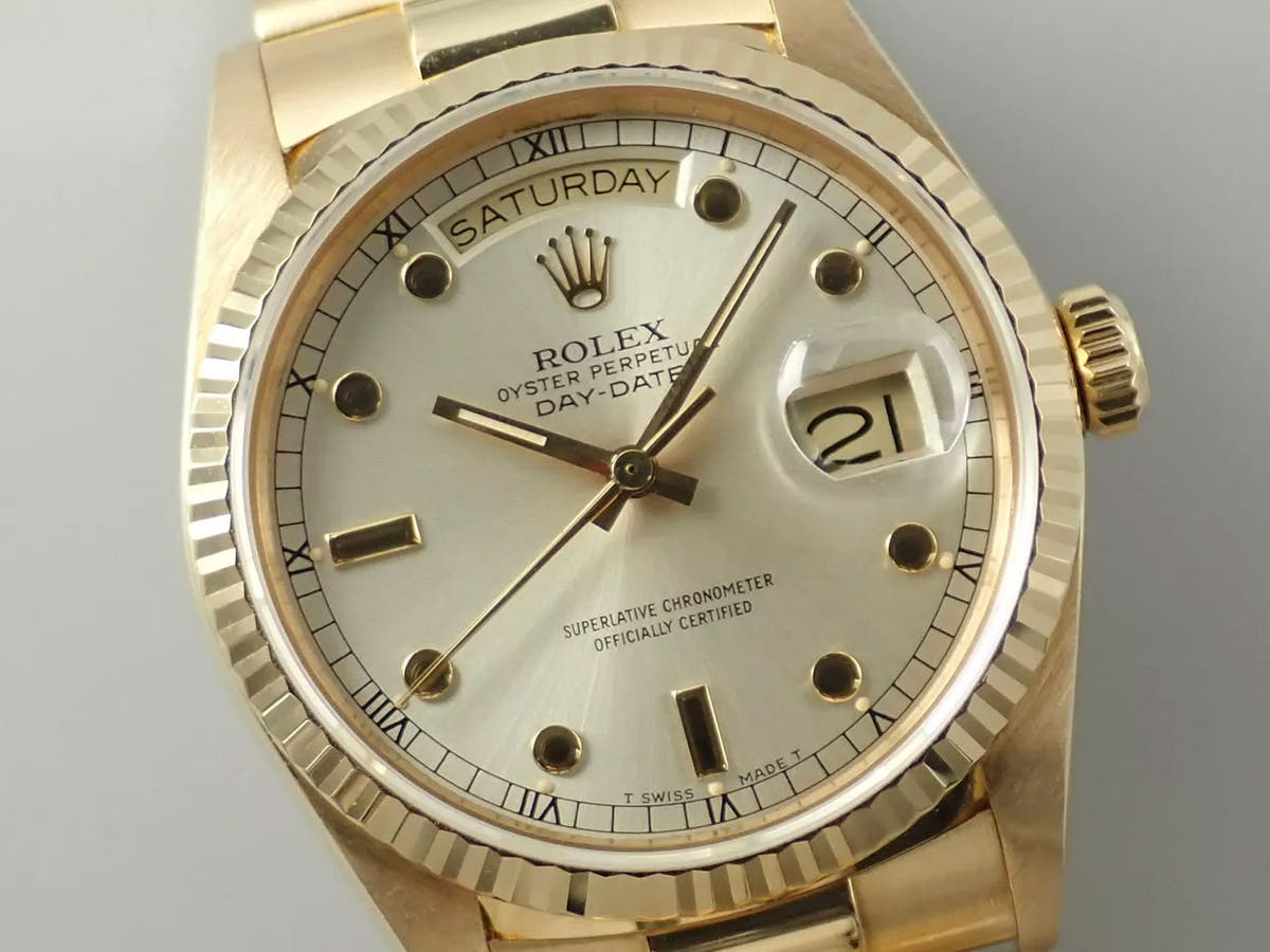 ロレックス デイデイト36 Ref.18038 シルバー文字盤 美品 AJ95865L