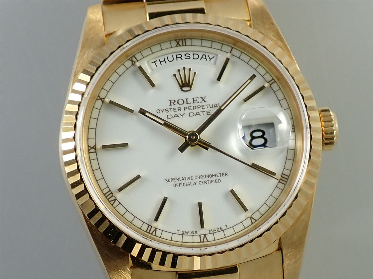 ロレックス デイデイト36 Ref.18238 ホワイト文字盤 中古 F0UZPTVM