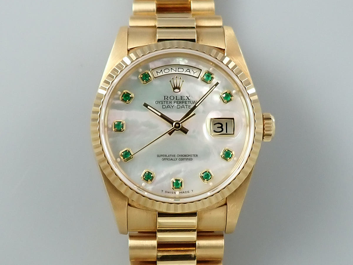ロレックス デイデイト36 Ref.18238NGE ホワイトシェル文字盤 中古 R0609814