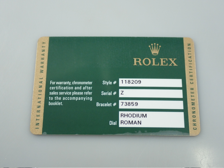 Rolex Day-Date 36 Ref. 118209 White Gold Rhodium Dial