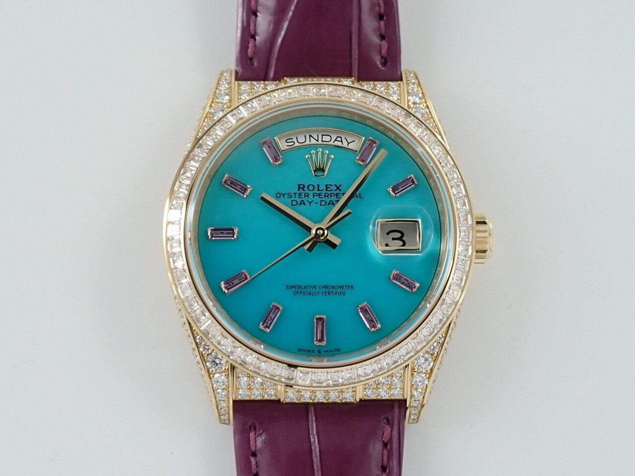 Rolex Day-Date Ref.128458TBR 18KYG Turquoise 10P Sapphire Dial