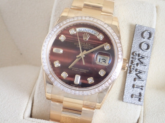 Rolex Day Date 10P Diamond Bullseye Baguette Diamond Bezel [Unused] Ref.118398BR