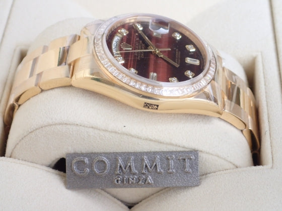 Rolex Day Date 10P Diamond Bullseye Baguette Diamond Bezel [Unused] Ref.118398BR