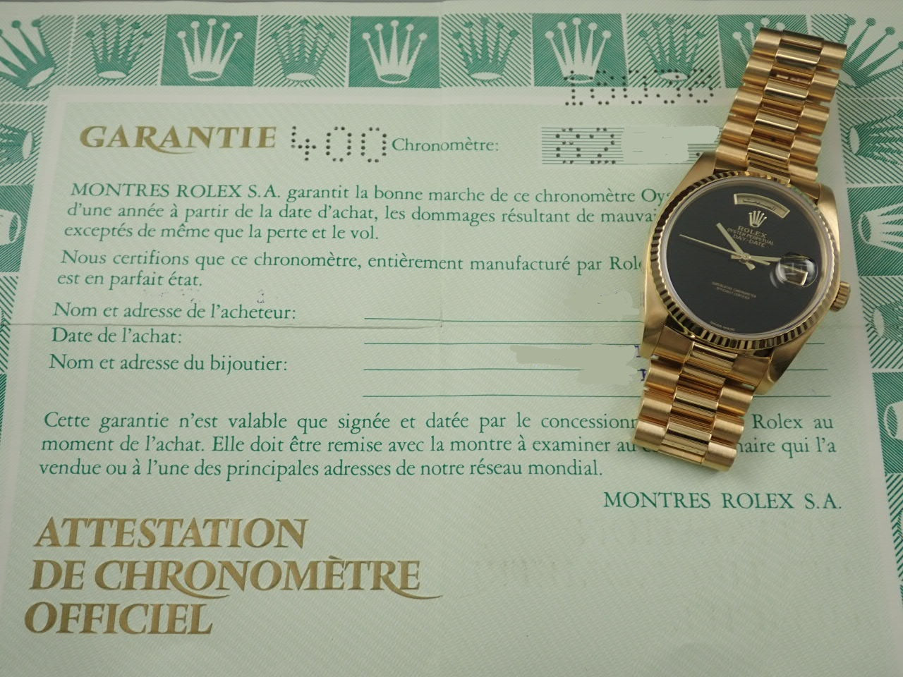 Rolex Day Date Onyx Dial &lt;Warranty, Box, etc.&gt;