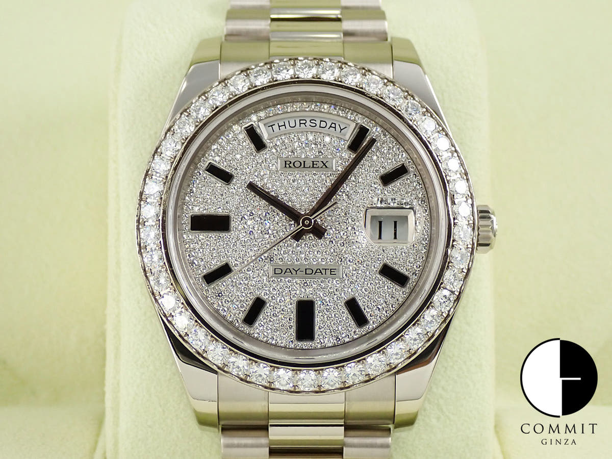 Rolex Day-Date II Ref. 218349 White Gold Pave Diamond Dial