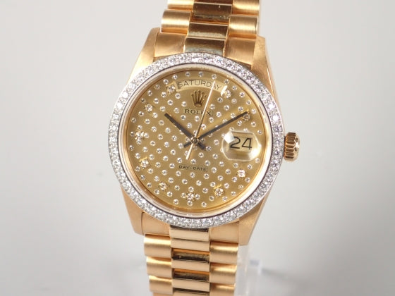 Rolex Day Date Diamond Dial Diamond Bezel