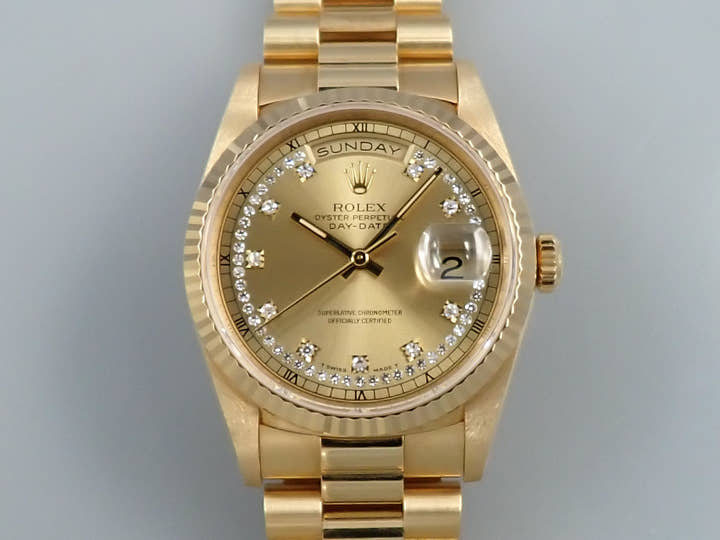 Rolex Day-Date 36 Ref. 18238LB Yellow Gold Champagne Gold x 10 Diamond x Circle Diamond Dial