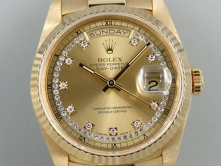 Rolex Day-Date 36 Ref. 18238LB Yellow Gold Champagne Gold x 10 Diamond x Circle Diamond Dial