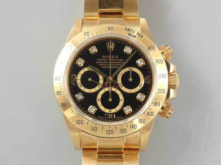 ロレックス デイトナ エルプリメロ Ref.16528G イエローゴールド ブラックx8Pダイヤ文字盤