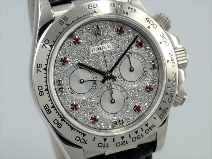 ロレックス デイトナ エルプリメロ Ref.16519 ホワイトゴールド パヴェダイヤx8Pルビー文字盤