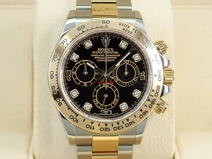 Rolex Daytona Ref. 116503G Stainless Steel/Yellow Gold Black Dial with 8 Diamonds