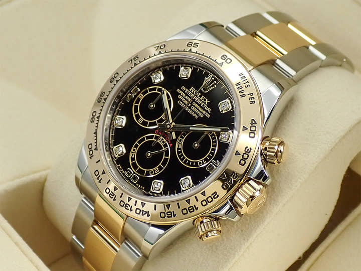 Rolex Daytona Ref. 116503G Stainless Steel/Yellow Gold Black Dial with 8 Diamonds