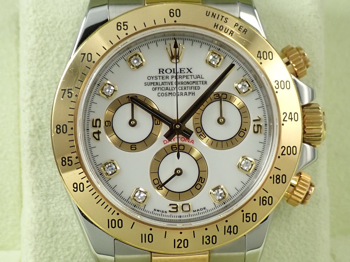 ロレックス デイトナ Ref.116523G ホワイト×8Pダイヤ文字盤 中古 760FYAWP