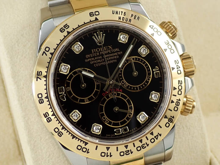 ロレックス デイトナ Ref.116503G ステンレススチール/イエローゴールド ブラックx8Pダイヤ文字盤