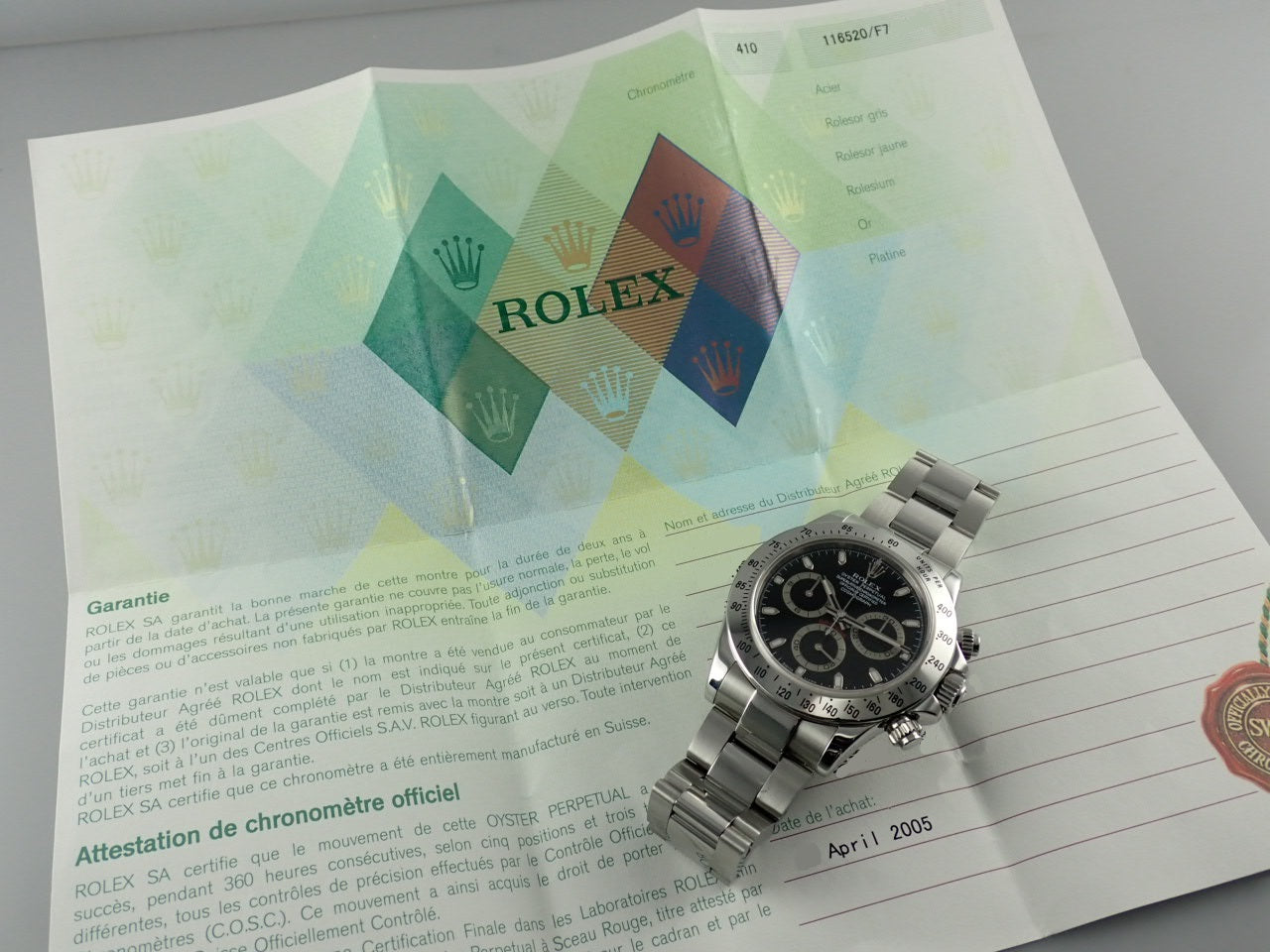 Rolex Daytona Black Dial F Series &lt;Warranty, Box, etc.&gt;