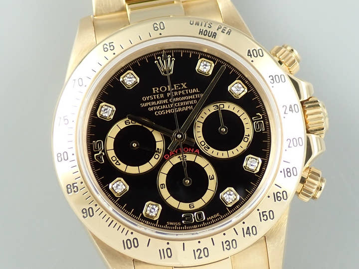ロレックス デイトナ エルプリメロ Ref.16528G イエローゴールド ブラックx8Pダイヤ文字盤