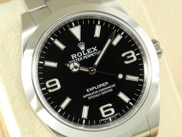 ロレックス エクスプローラーI 鏡面ブラックアウト Ref.214270 ステンレススチール ブラック文字盤