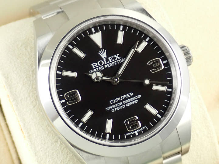 ロレックス エクスプローラーI 鏡面ブラックアウト Ref.214270 ステンレススチール ブラック文字盤
