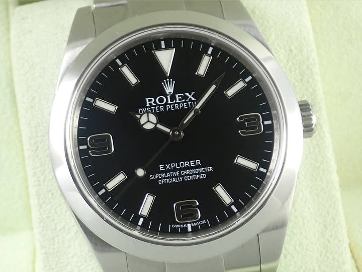 ロレックス エクスプローラーI 鏡面ブラックアウト Ref.214270 ステンレススチール ブラック文字盤