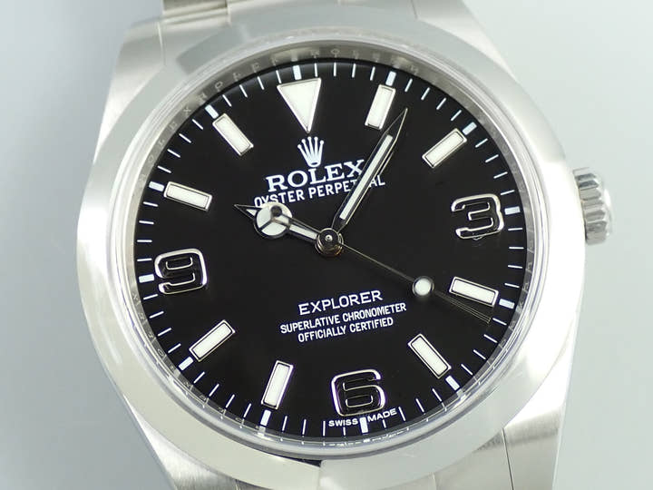 ロレックス エクスプローラーI 鏡面ブラックアウト Ref.214270 ステンレススチール ブラック文字盤