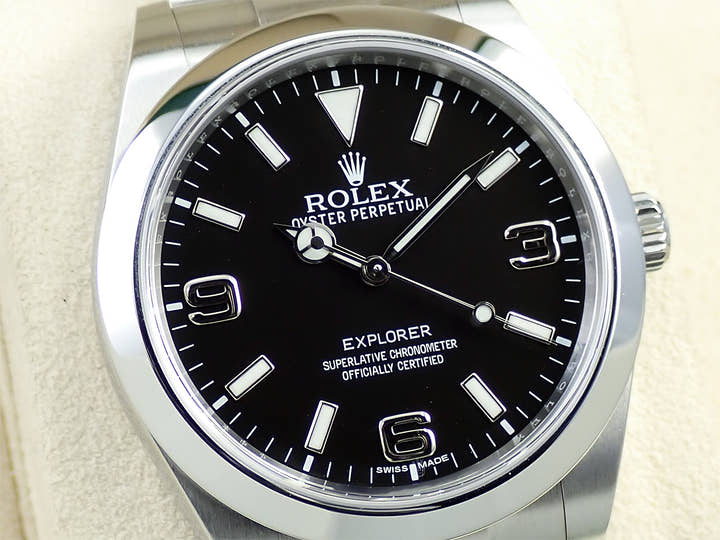 ロレックス エクスプローラーI 鏡面ブラックアウト Ref.214270 ステンレススチール ブラック文字盤