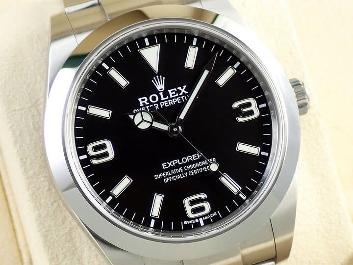 ロレックス エクスプローラーI 鏡面ブラックアウト Ref.214270 ステンレススチール ブラック文字盤