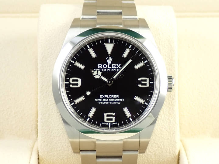 Rolex Explorer I, Mirror Black Dial, Ref. 214270, Stainless Steel