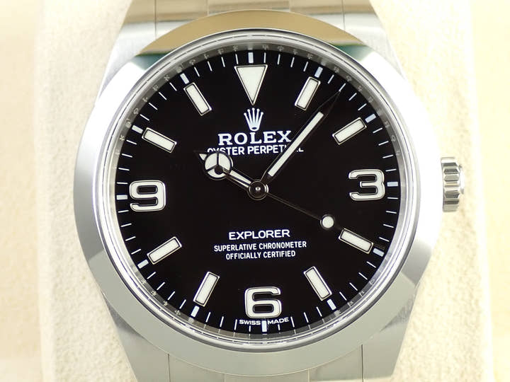 ロレックス エクスプローラーI 鏡面ブラックアウト Ref.214270 ステンレススチール ブラック文字盤