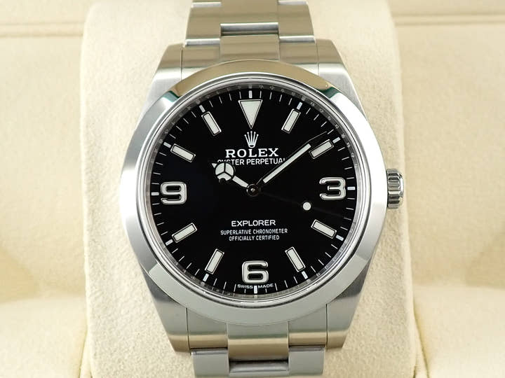ロレックス エクスプローラーI 鏡面ブラックアウト Ref.214270 ステンレススチール ブラック文字盤