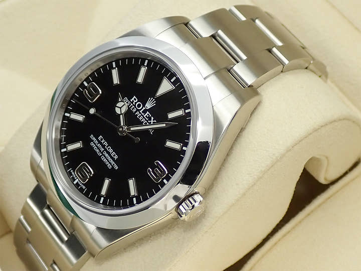ロレックス エクスプローラーI 鏡面ブラックアウト Ref.214270 ステンレススチール ブラック文字盤