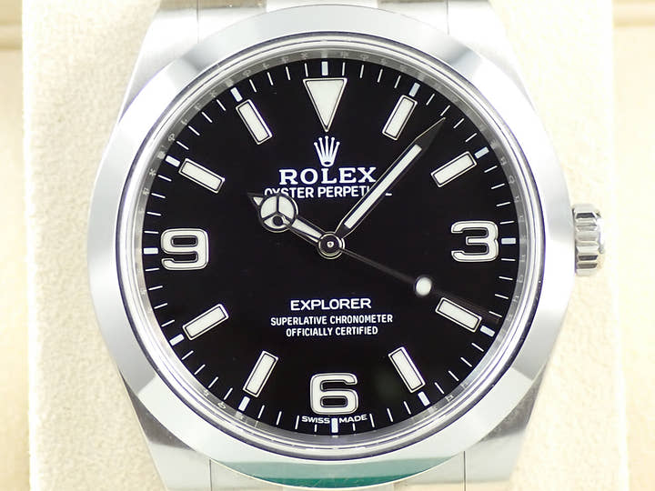 ロレックス エクスプローラーI 鏡面ブラックアウト Ref.214270 ステンレススチール ブラック文字盤