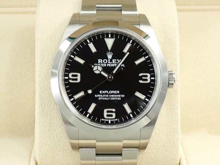 ロレックス エクスプローラーI 鏡面ブラックアウト Ref.214270 ステンレススチール ブラック文字盤