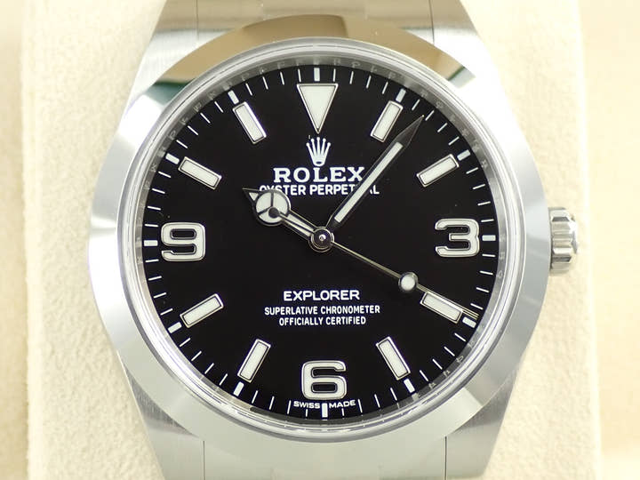 ロレックス エクスプローラーI 鏡面ブラックアウト Ref.214270 ステンレススチール ブラック文字盤