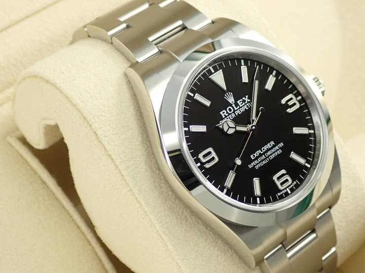 ロレックス エクスプローラーI 鏡面ブラックアウト Ref.214270 ステンレススチール ブラック文字盤