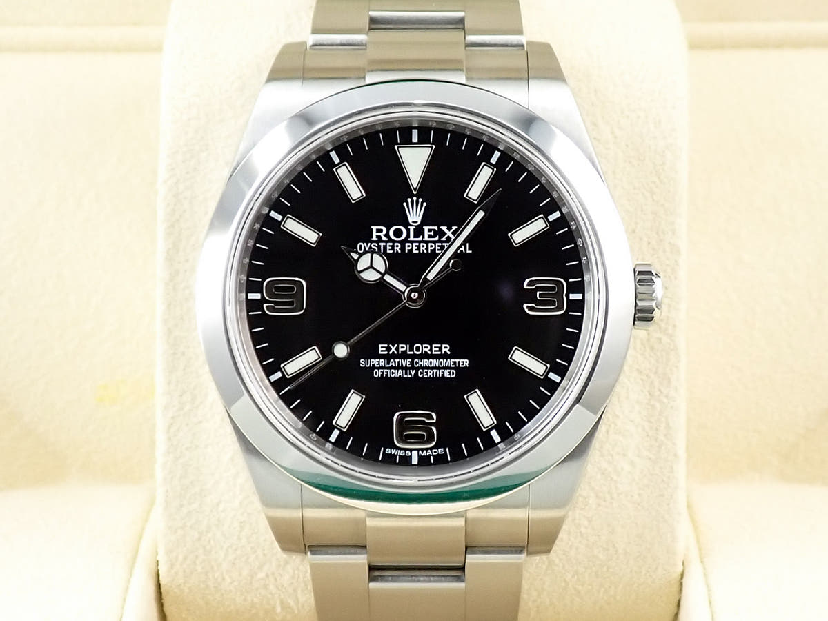 ロレックス エクスプローラーI ブラックアウト 鏡面バックル Ref.214270 ブラック文字盤 美品 H200TR8J