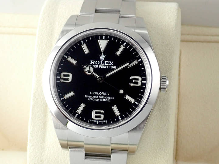 ロレックス エクスプローラーI 鏡面ブラックアウト Ref.214270 ステンレススチール ブラック文字盤
