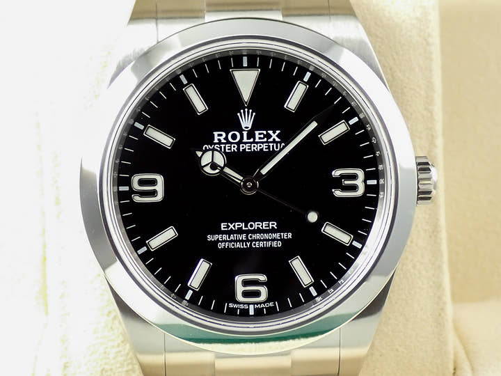ロレックス エクスプローラーI 鏡面ブラックアウト Ref.214270 ステンレススチール ブラック文字盤
