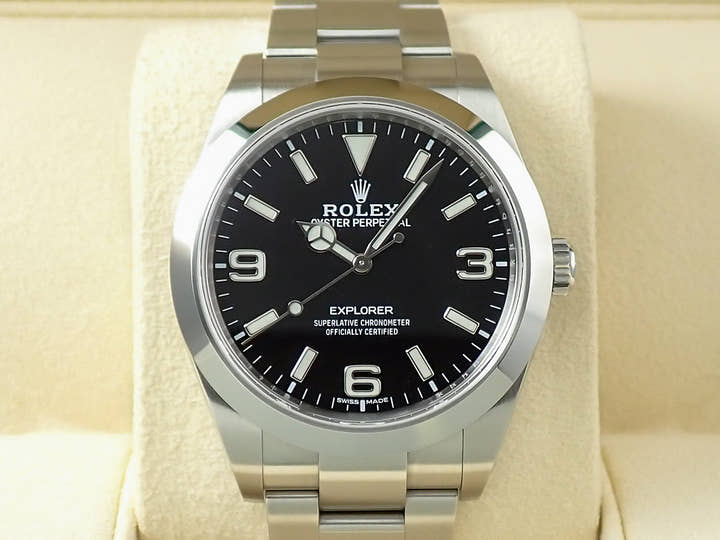 ロレックス エクスプローラーI 鏡面ブラックアウト Ref.214270 ステンレススチール ブラック文字盤
